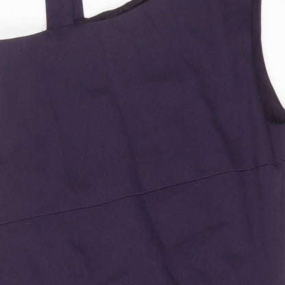 Oasis Womens Purple Polyester A-Line Size 14 One Shoulder Zip