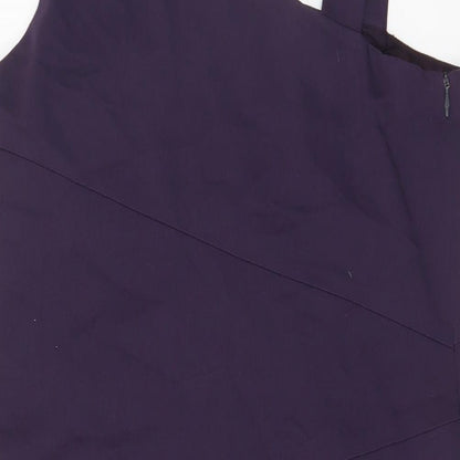 Oasis Womens Purple Polyester A-Line Size 14 One Shoulder Zip