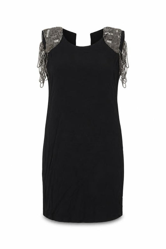 tPSHOP Womens Black Viscose Bodycon Size 10 Scoop Neck Pullover - Beaded
