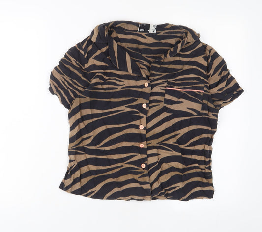 Womens UK Size 8 ASOS Brown Basic Button-Up