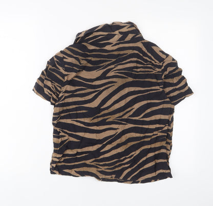 Womens UK Size 8 ASOS Brown Basic Button-Up