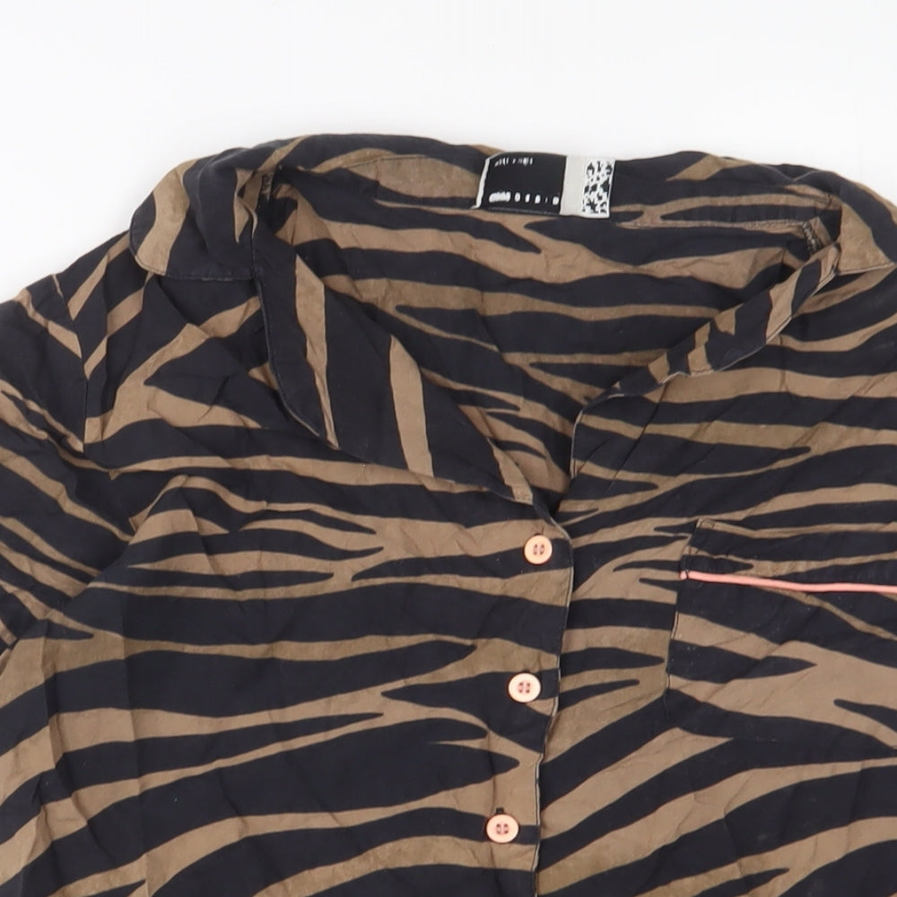 Womens UK Size 8 ASOS Brown Basic Button-Up
