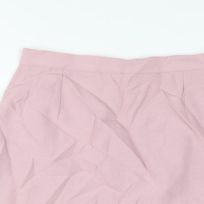 etham Womens Pink Polyester A-Line Skirt Size 16 Button