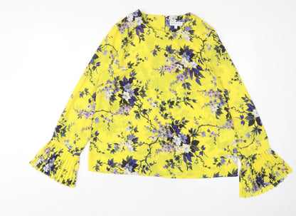 Womens UK Size 14 Warehouse Yellow Basic Blouse