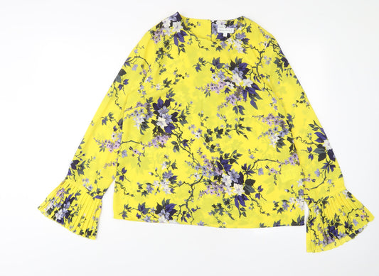 Womens UK Size 14 Warehouse Yellow Basic Blouse