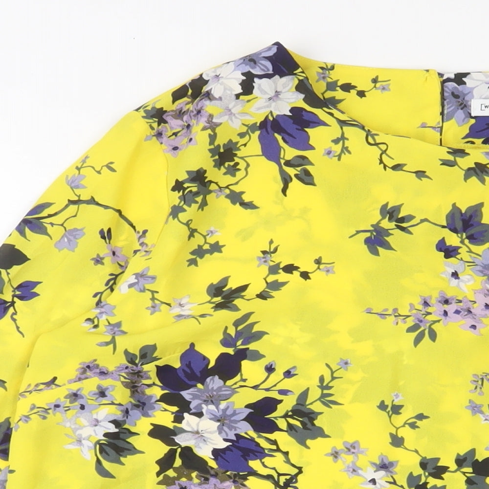 Womens UK Size 14 Warehouse Yellow Basic Blouse