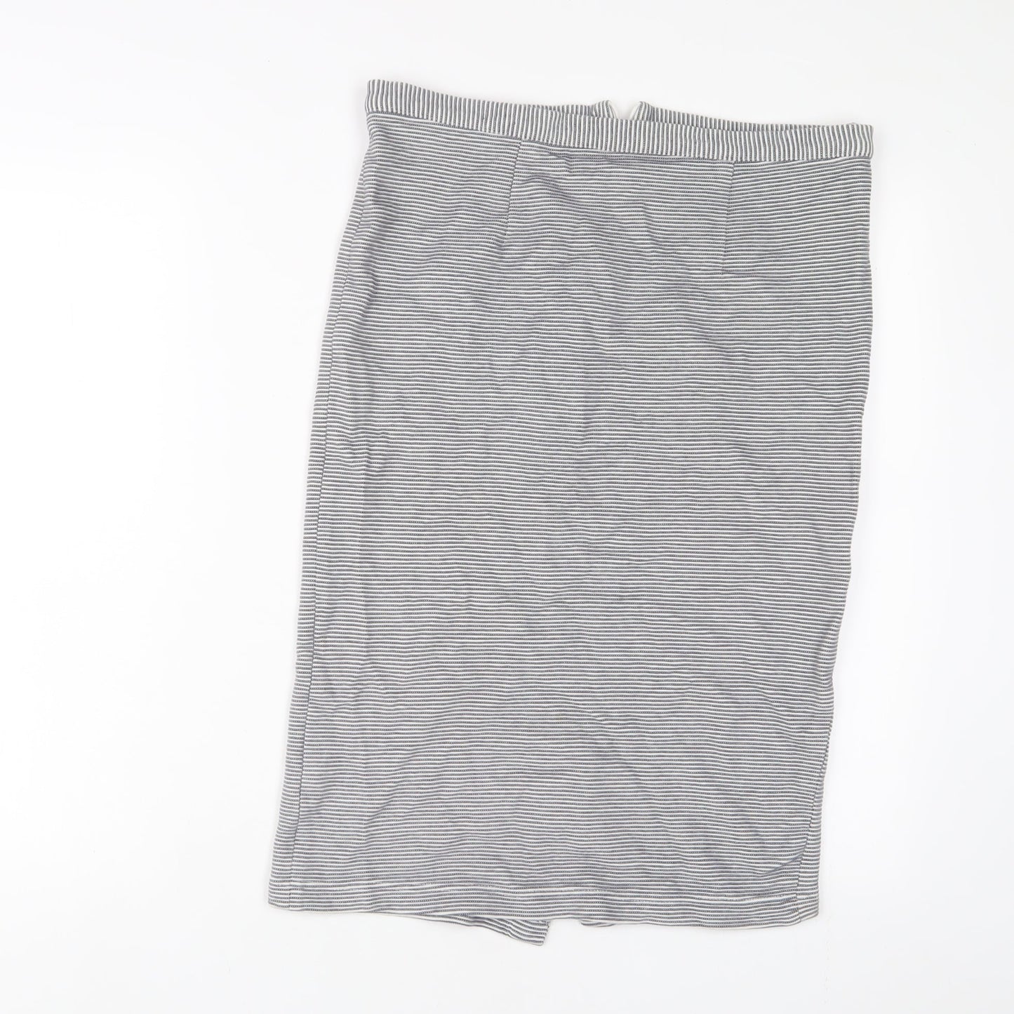 Topshop Womens Blue Striped Cotton A-Line Skirt Size 14 Zip