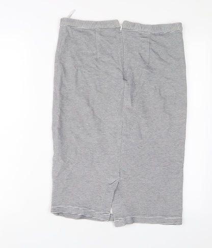 Topshop Womens Blue Striped Cotton A-Line Skirt Size 14 Zip