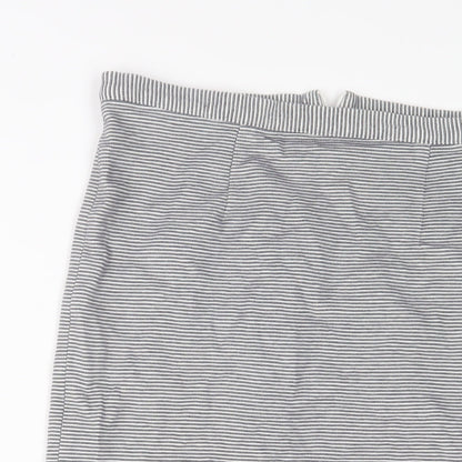 Topshop Womens Blue Striped Cotton A-Line Skirt Size 14 Zip