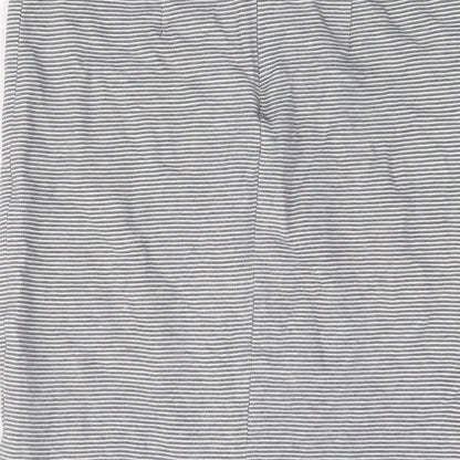 Topshop Womens Blue Striped Cotton A-Line Skirt Size 14 Zip