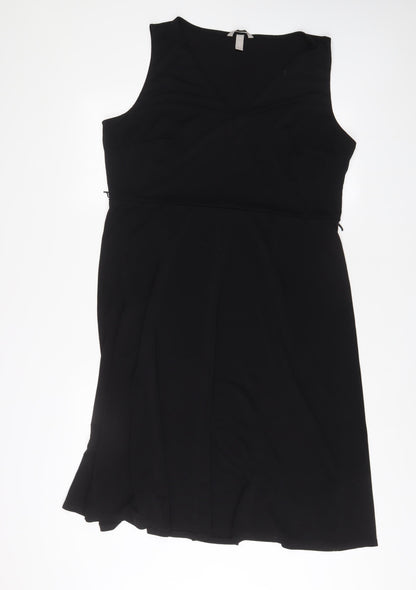H&M Womens Black Polyester A-Line Size XL V-Neck Pullover