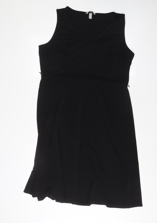 H&M Womens Black Polyester A-Line Size XL V-Neck Pullover