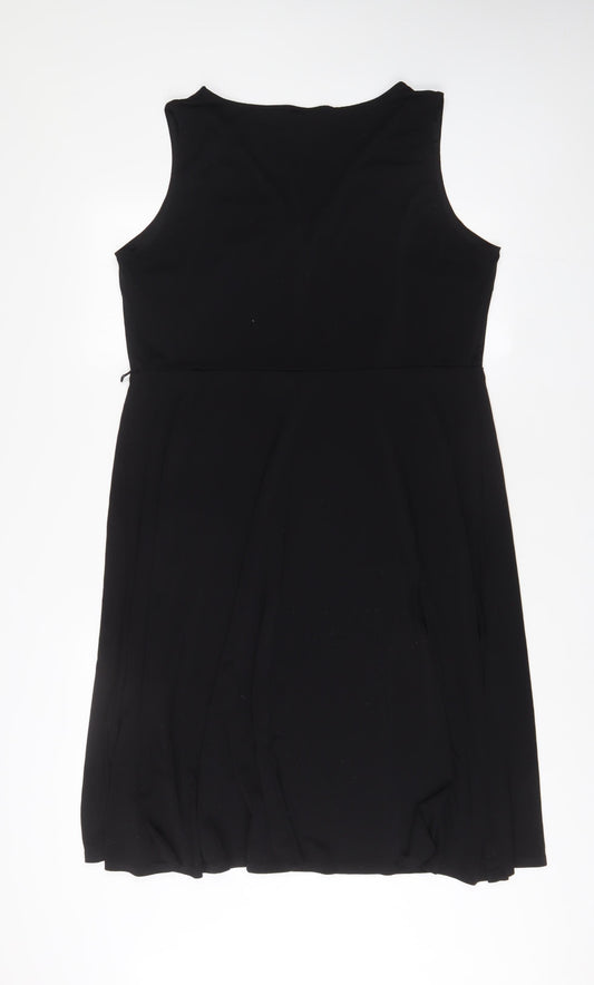 H&M Womens Black Polyester A-Line Size XL V-Neck Pullover