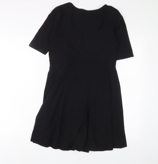 H&M Womens Black Cotton A-Line Size M Scoop Neck Pullover