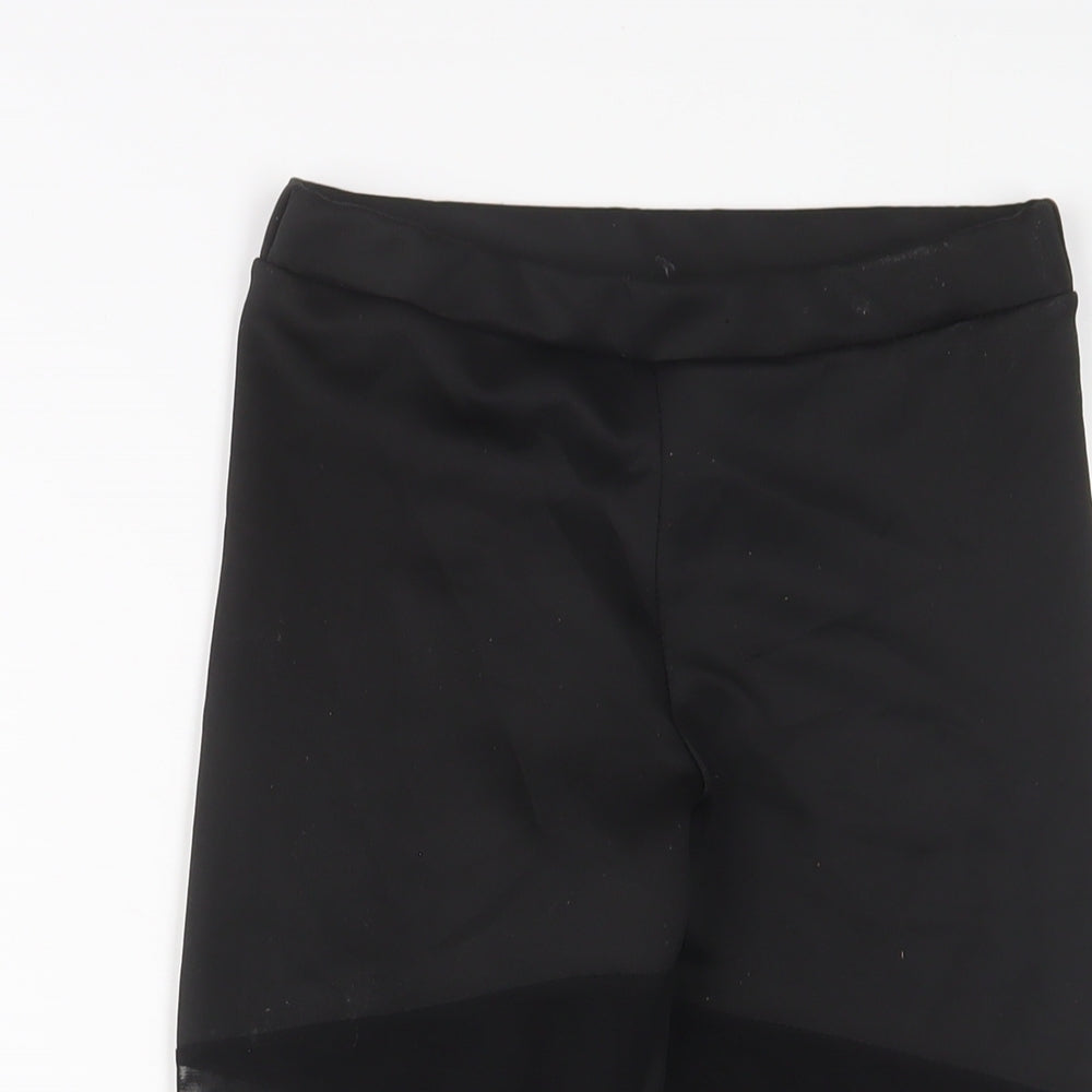 Boohoo Womens Black Polyester Cropped Leggings Size 6 L20 in Regular Pullover - Breathable