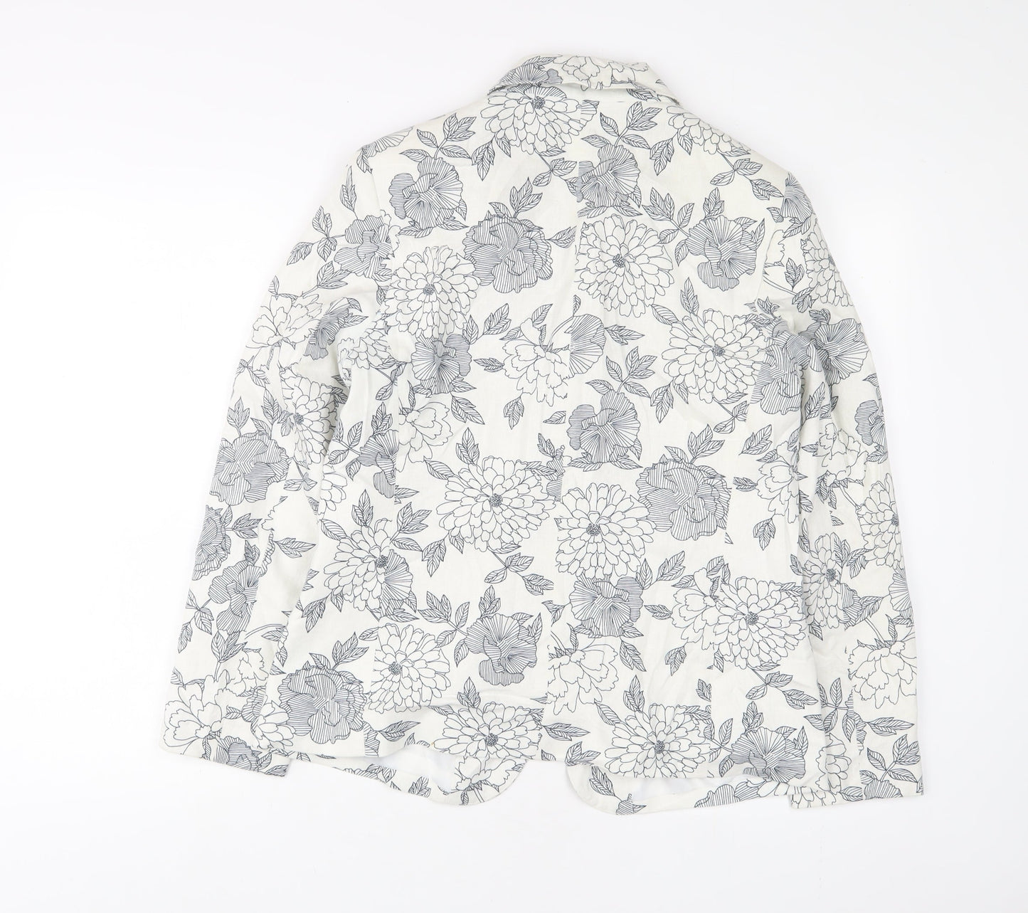 Classic Womens White Floral Jacket Size 12 Button