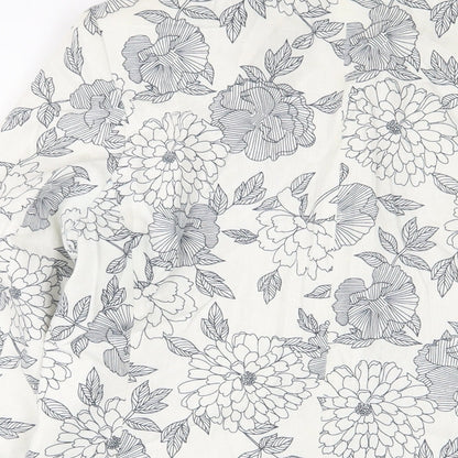 Classic Womens White Floral Jacket Size 12 Button