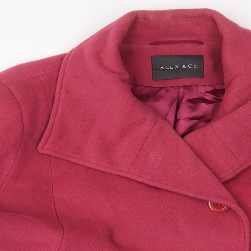 Alex & Co Womens Pink Overcoat Coat Size 18 Button