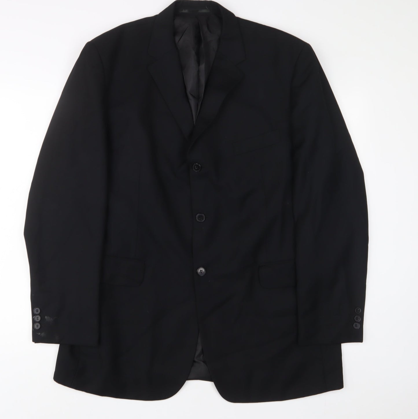 Mens UK Size 44 pinstripe Regular Black Suit Jacket