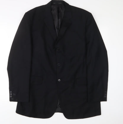 Mens UK Size 44 pinstripe Regular Black Suit Jacket
