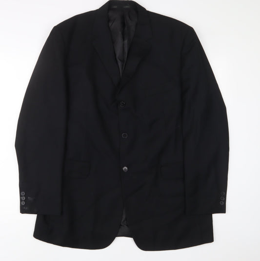Mens UK Size 44 pinstripe Regular Black Suit Jacket