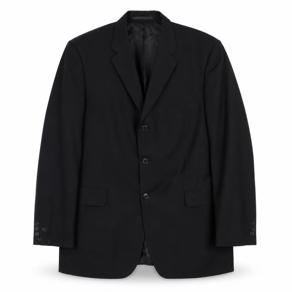 Mens UK Size 44 pinstripe Regular Black Suit Jacket