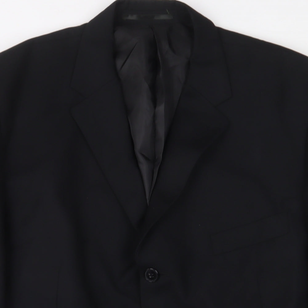 Mens UK Size 44 pinstripe Regular Black Suit Jacket