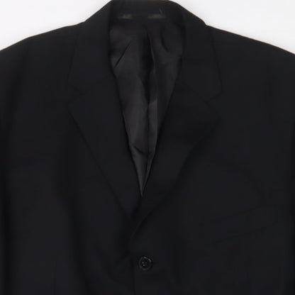 Mens UK Size 44 pinstripe Regular Black Suit Jacket