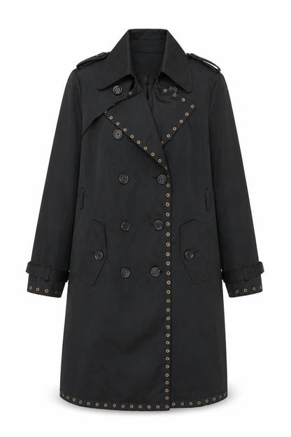 Insight Womens Black Overcoat Coat Size 8 Button - Studded