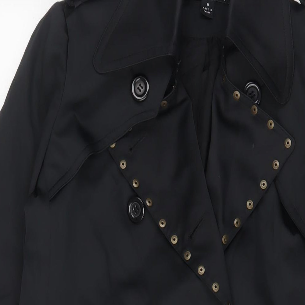 Insight Womens Black Overcoat Coat Size 8 Button - Studded