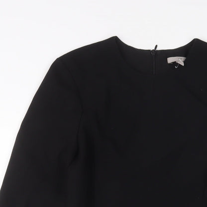 H&M Womens Black Polyester A-Line Size XS Crew Neck Zip