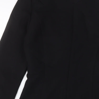 H&M Womens Black Polyester A-Line Size XS Crew Neck Zip