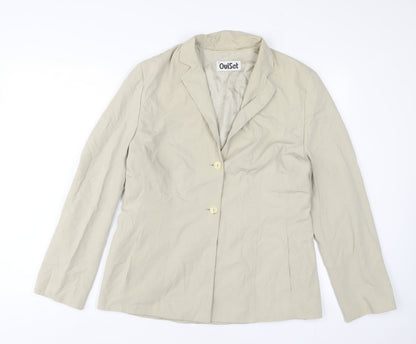 Additional front view of Oui set women’s beige jacket blazer, size UK 16, button