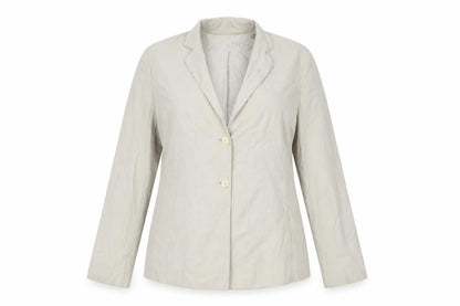 Front view of Oui set women’s beige jacket blazer, size UK 16, button