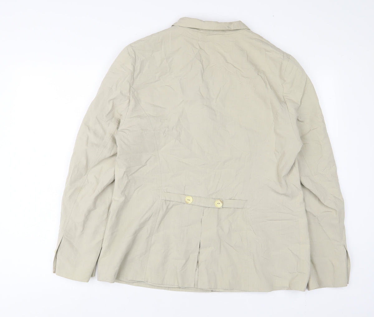 Back view of Oui set women’s beige jacket blazer, size UK 16, button