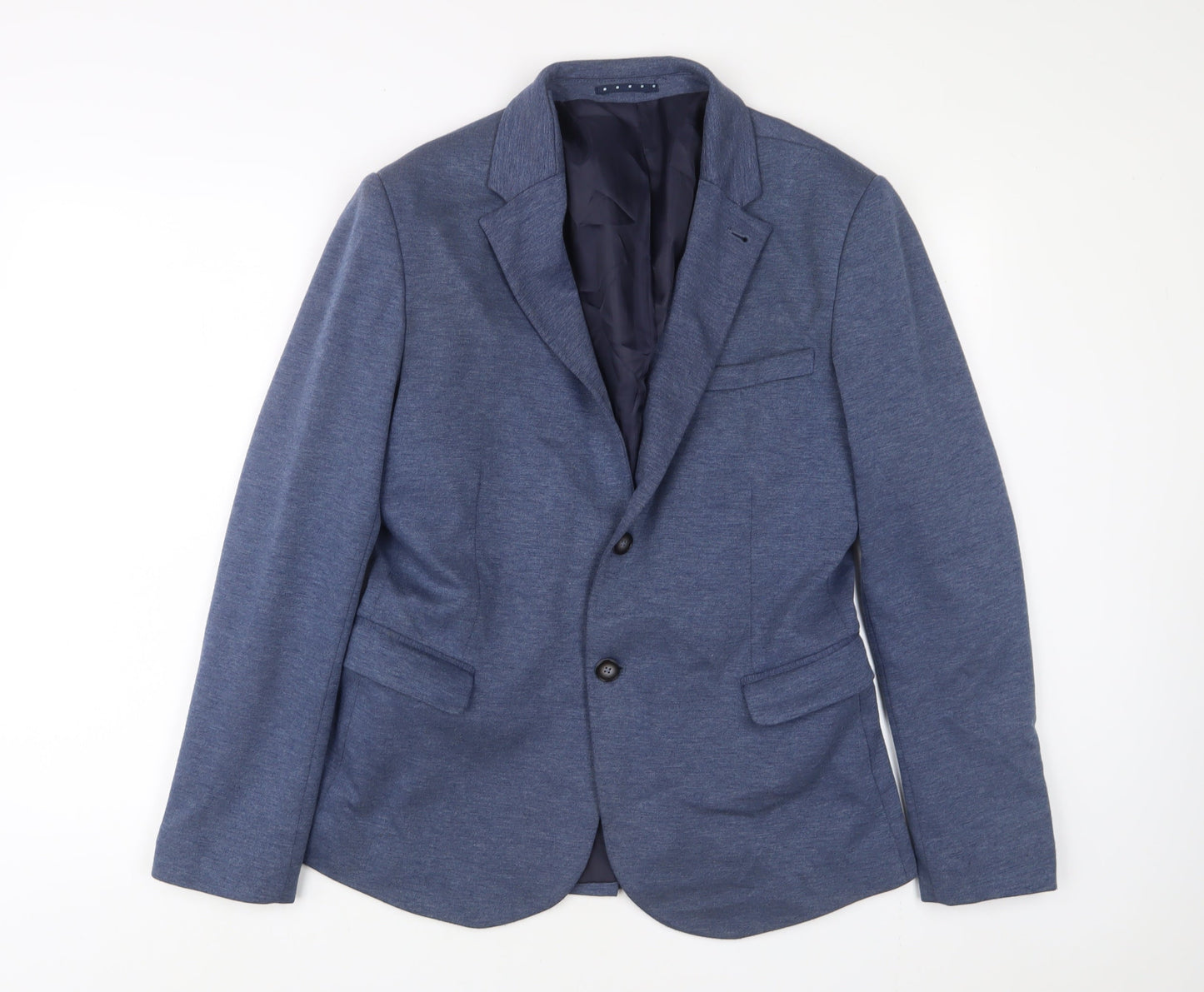 Burtn Mens Blue Polyester Jacket Suit Jacket Size S Regular - Inside Pockets