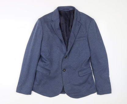Burtn Mens Blue Polyester Jacket Suit Jacket Size S Regular - Inside Pockets