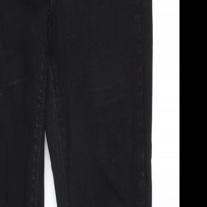 Dorothy Perkins Womens Black Cotton Straight Jeans Size 10 L28 in Regular