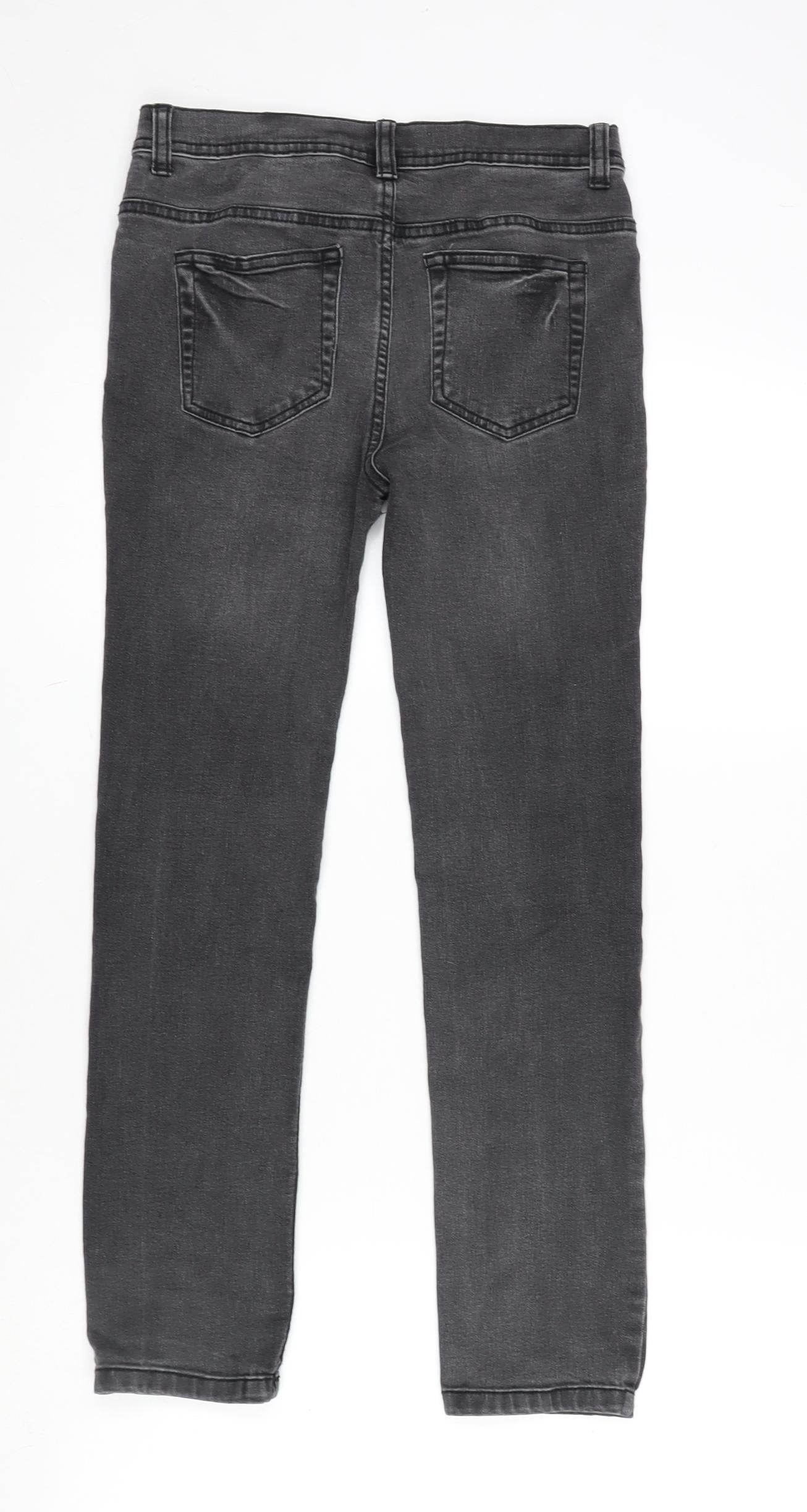 Denim & Co. Girls Grey 100% Polyester Skinny Jeans Size 10-11 Years L24.5 in Regular