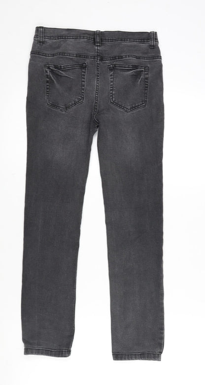Denim & Co. Girls Grey 100% Polyester Skinny Jeans Size 10-11 Years L24.5 in Regular