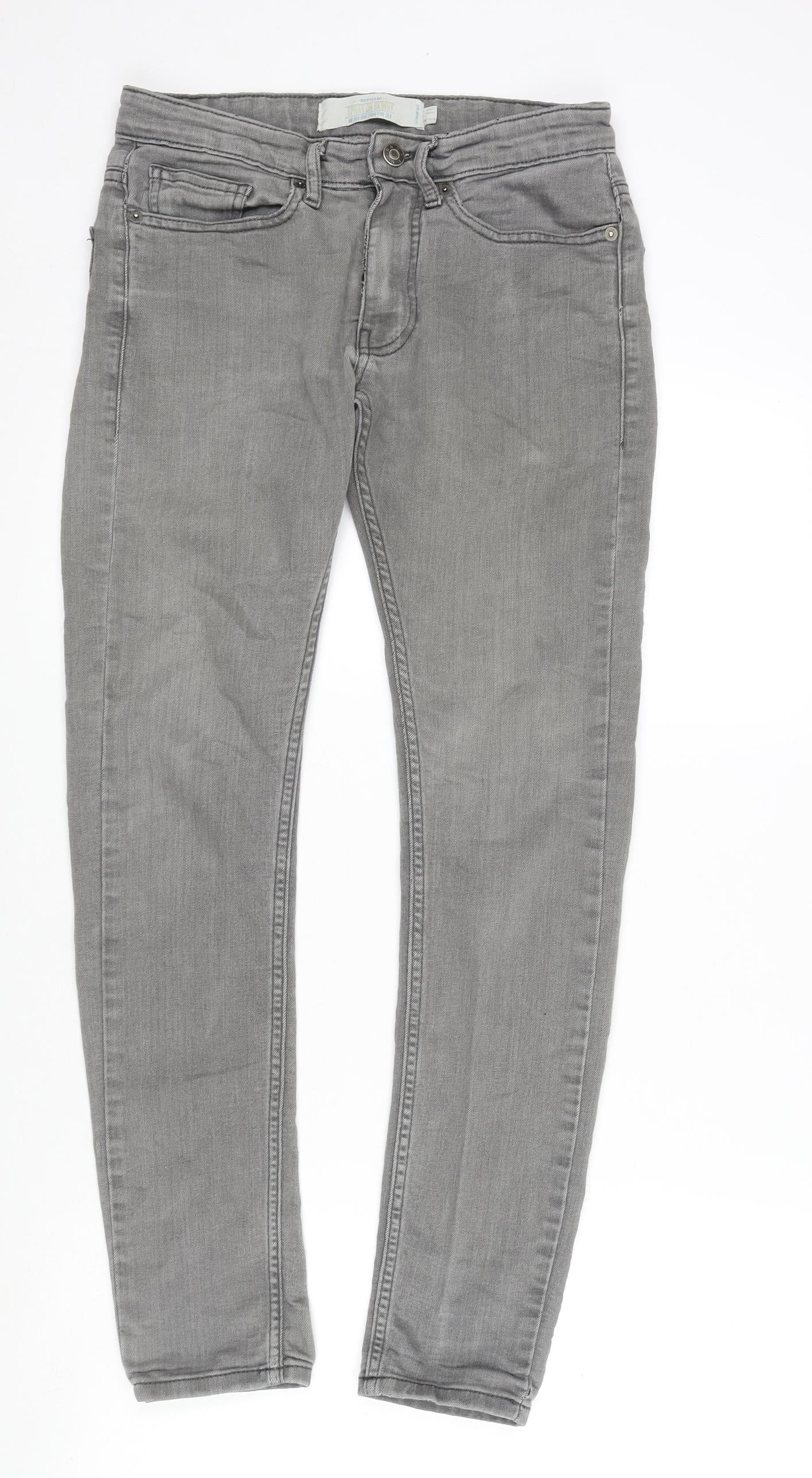 Mens UK Size 28 in Topman Regular Fit Skinny Grey Jeans