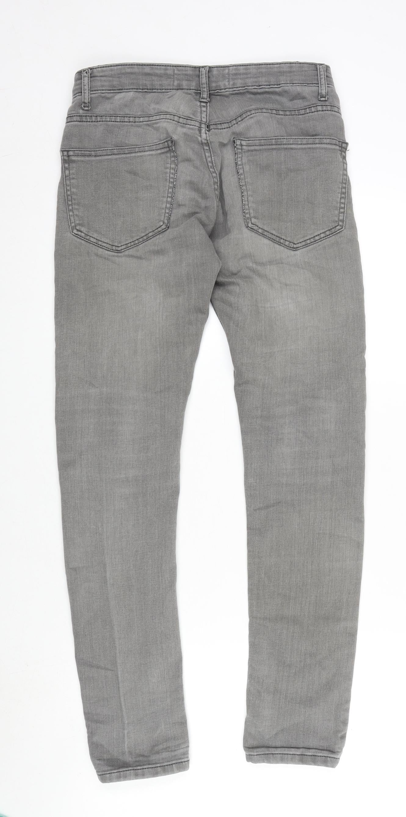 Mens UK Size 28 in Topman Regular Fit Skinny Grey Jeans