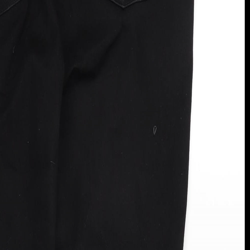 Monki Womens Black Cotton Blend Straight Jeans Size 31 in L30 in Slim Zip