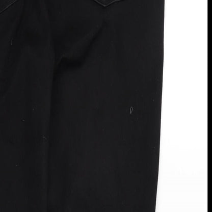 Monki Womens Black Cotton Blend Straight Jeans Size 31 in L30 in Slim Zip