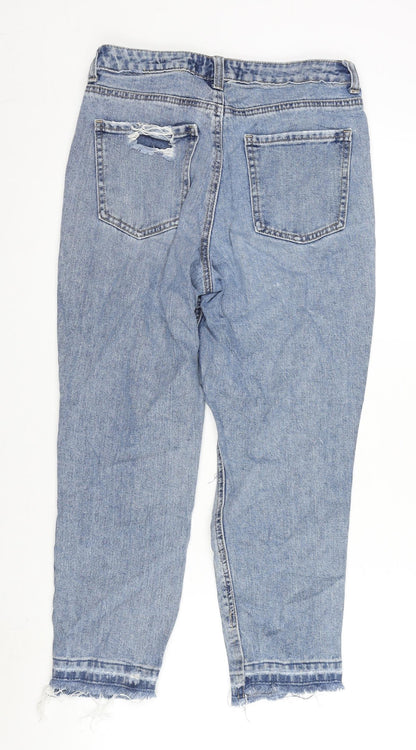 New Look Womens Blue Cotton Cropped Jeans Size 8 L24 in Regular Zip