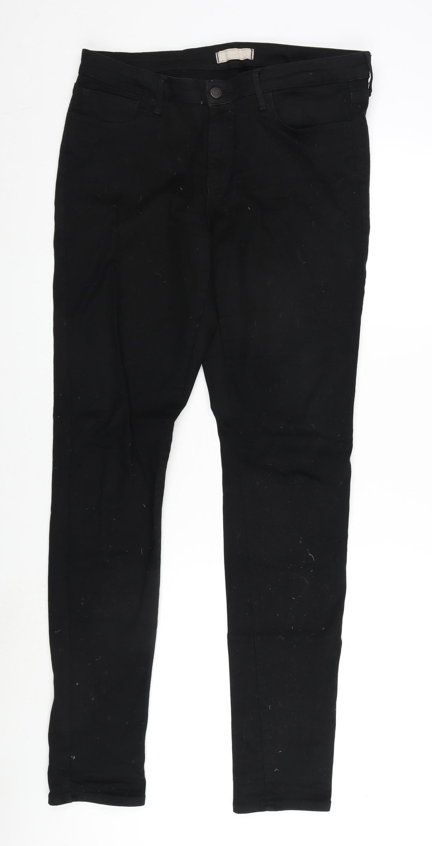 Uniqlo Womens Black Cotton Blend Straight Jeans Size 32 in L33 in Regular Zip