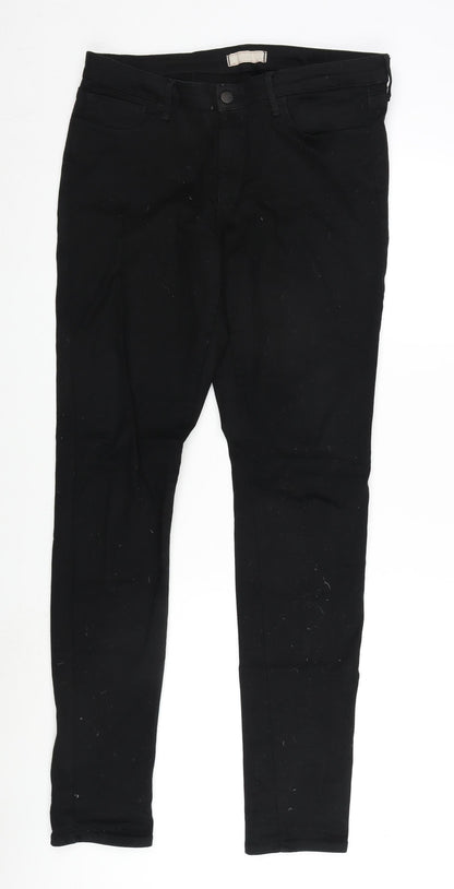 Uniqlo Womens Black Cotton Blend Straight Jeans Size 32 in L33 in Regular Zip