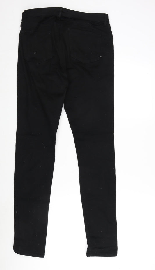 Uniqlo Womens Black Cotton Blend Straight Jeans Size 32 in L33 in Regular Zip