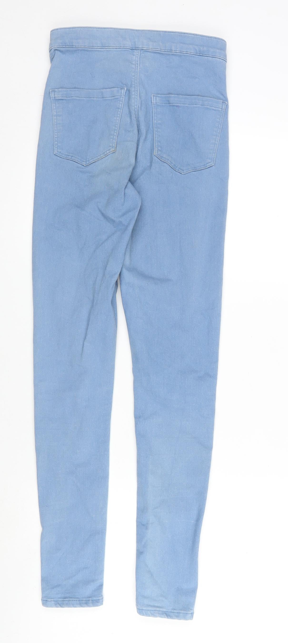 Topshop Womens Blue Cotton Blend Straight Jeans Size 28 in L32 in Regular Zip