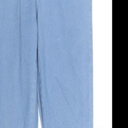 Topshop Womens Blue Cotton Blend Straight Jeans Size 28 in L32 in Regular Zip